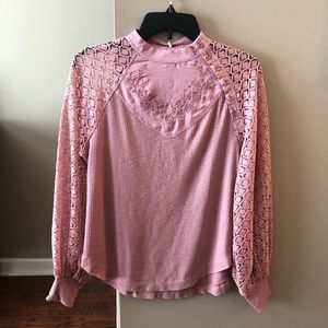 Free People Latice Sleeve Sweater